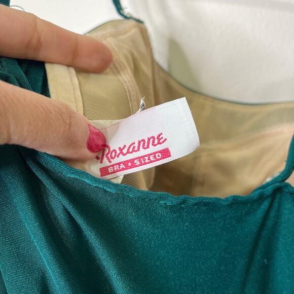 Vintage 60s 70s Roxanne Skirted One Piece Swimsuit Green 12/34C Modest - Picture 7 of 11